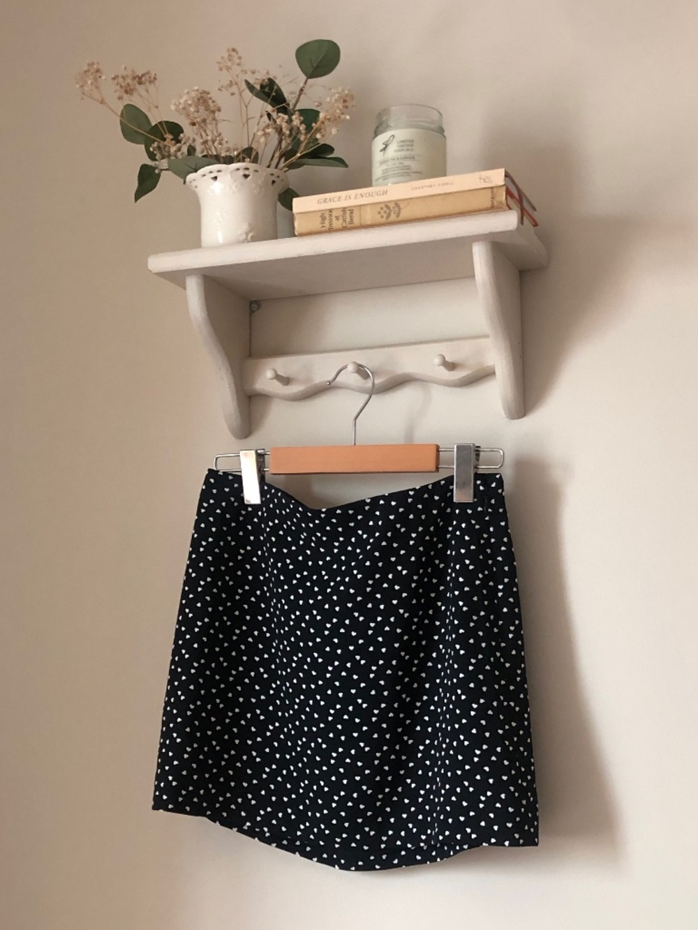Aritzia’s Sunday Best - Black Mini Skirt with White Hearts